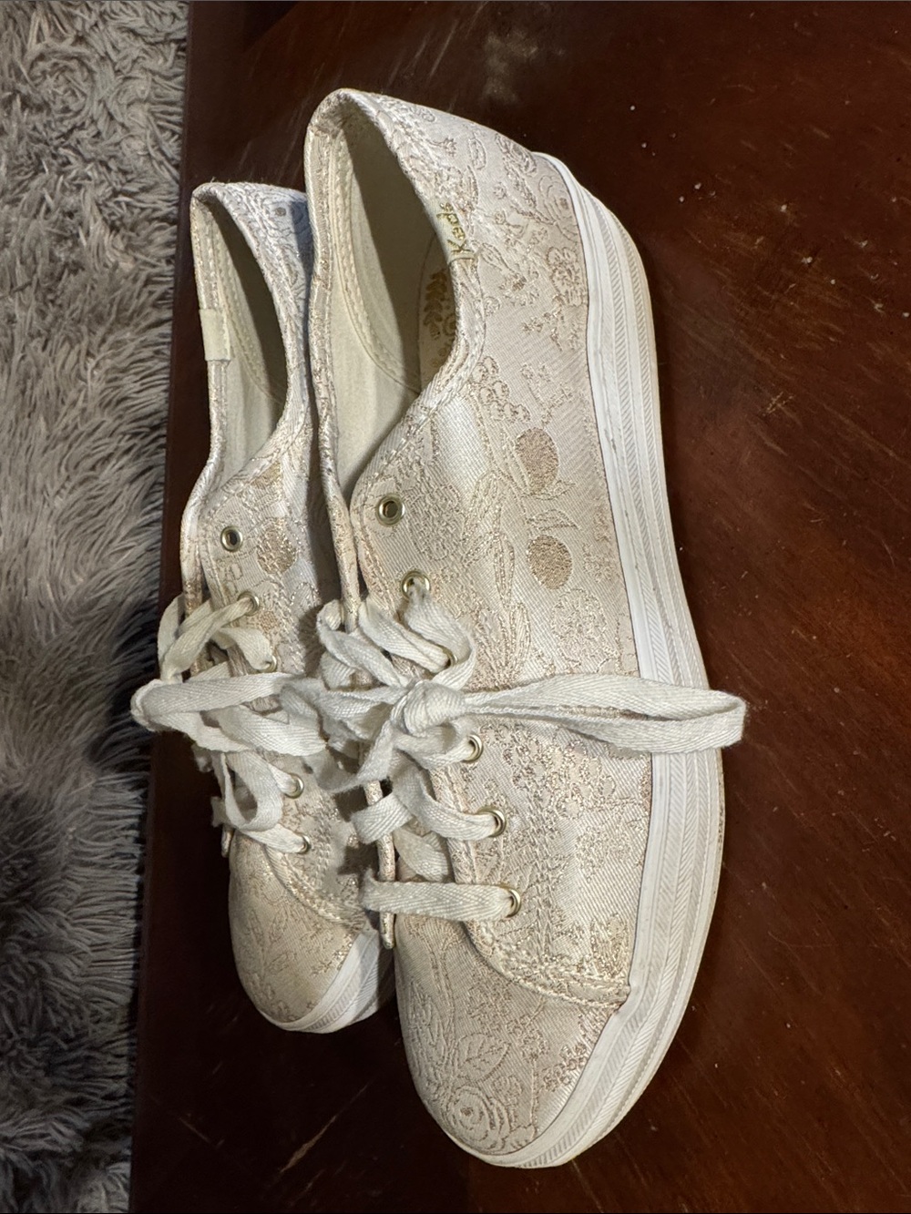 Women’s Keds Lace-Embroidered Cream Sneakers